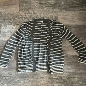 Grey and white striped cardigan